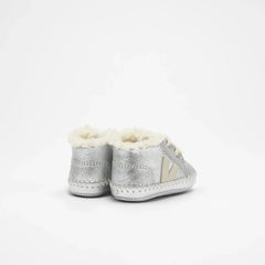 BABY FURED LEATHER SILVER PIERRE