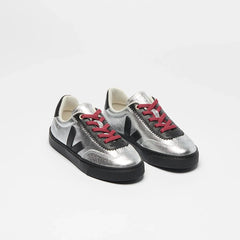 VOLLEY ELASTIC LACES LEATHER VEJA X JELLY MALLOW SILVER