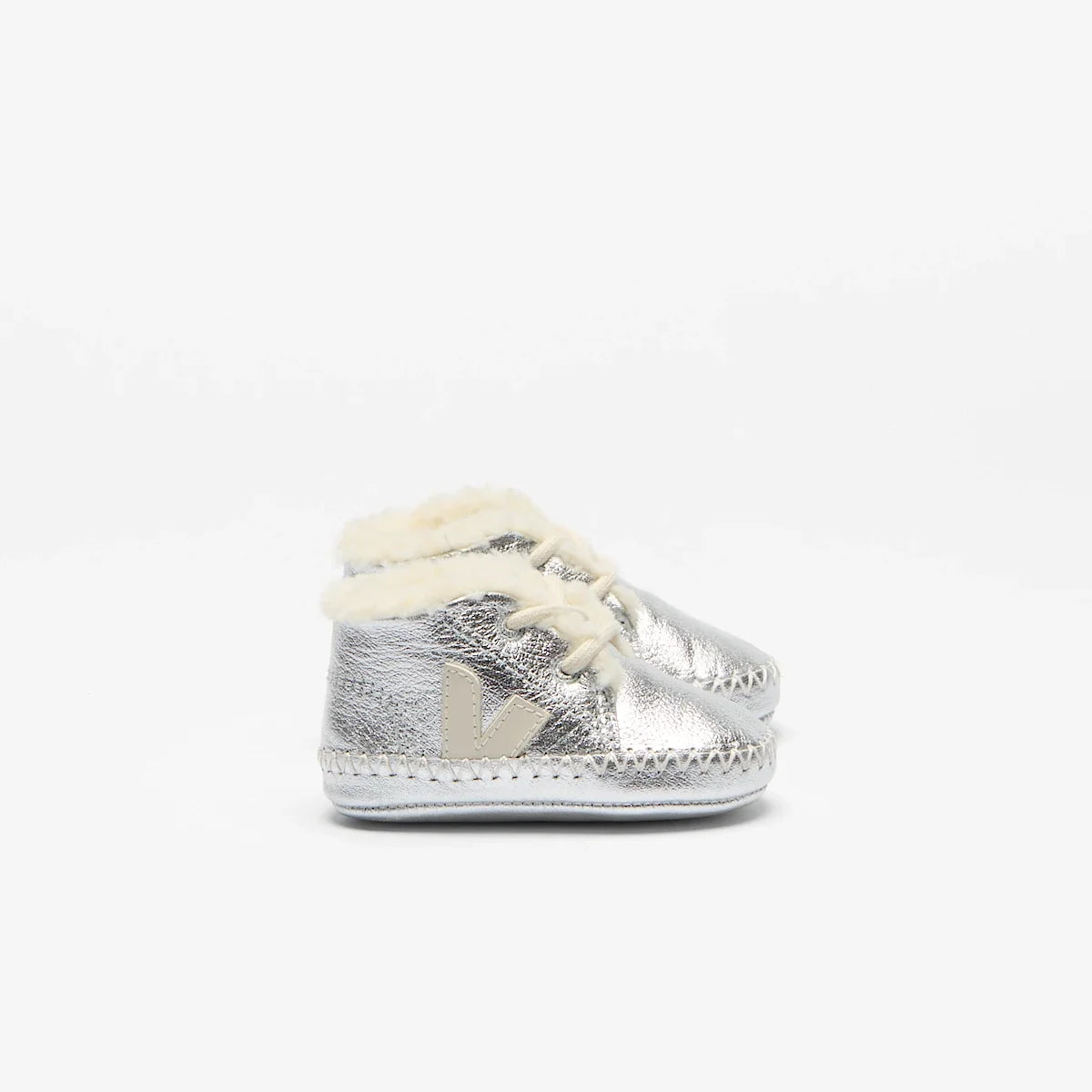 BABY FURED LEATHER SILVER PIERRE