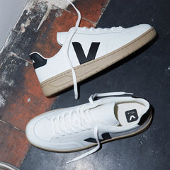 V-12 LEATHER WHITE BLACK DUNE